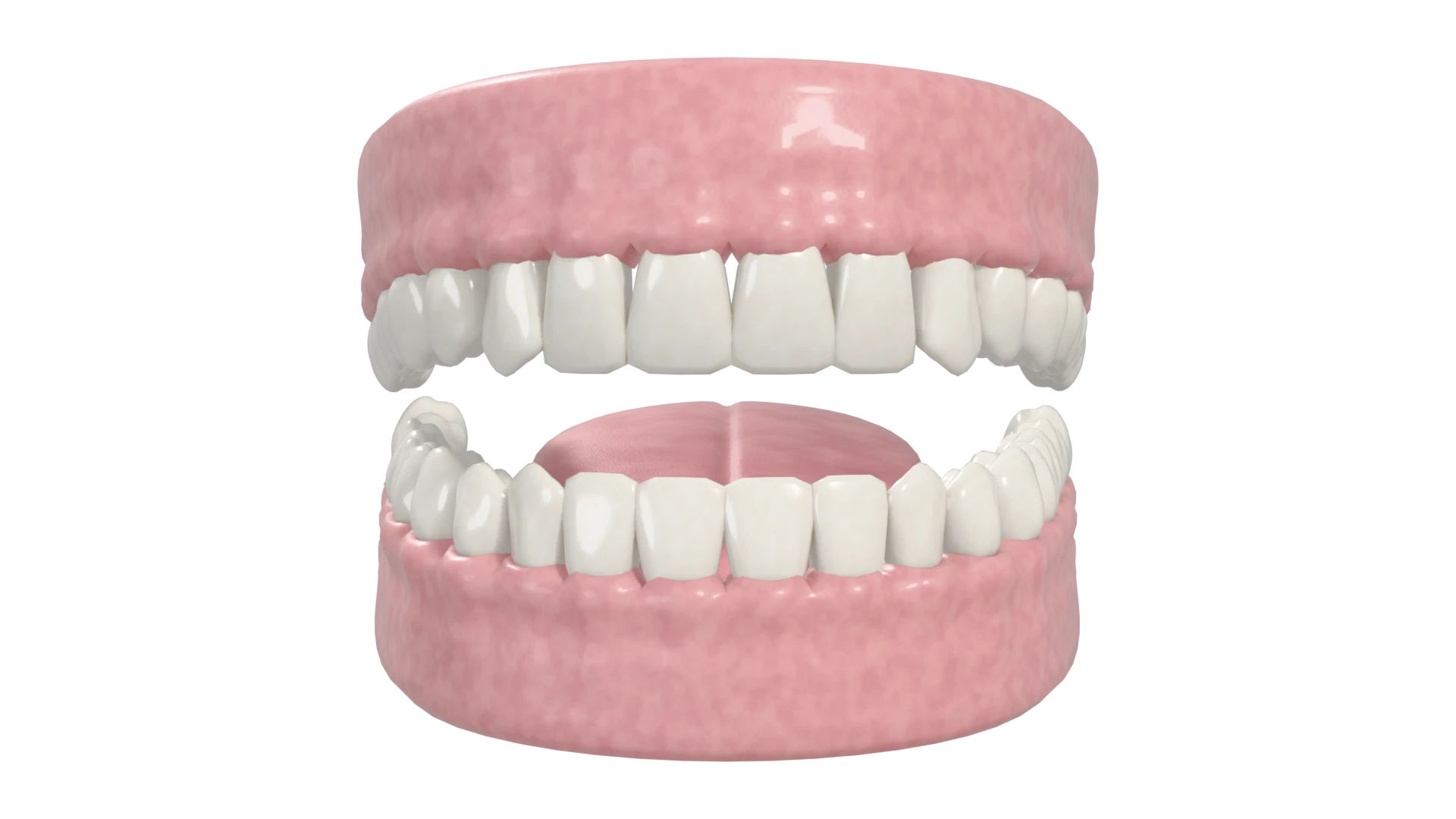 Simulação 3D da arcada dentária perfeitamente alinhada